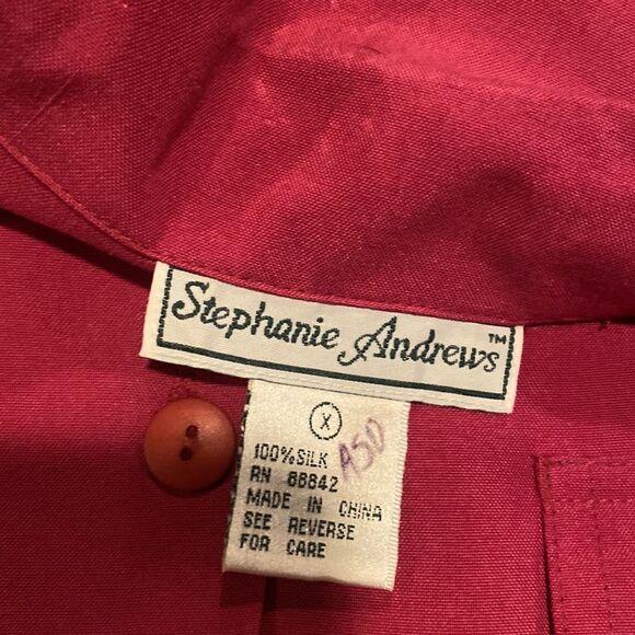 Stephanie Andrews Silk Blouse Size XL Long Sleeve - Picture 9 of 10